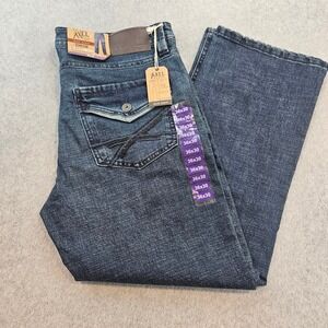 Axel Brand Mens Slim Boot Stretch Jeans Dark Wash Blue Denim 36x30 NWT